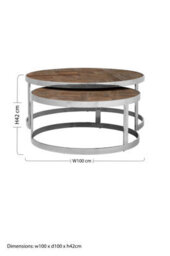 Orsina Silver Finish Nest Of 2 Round Tables,wooden Side Tables,metallic Bedside Table,decorative Table For Hallway - thumbnail 2