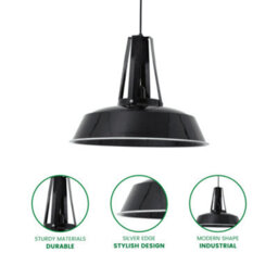 Life Interiors Dilara Metal Ceiling Light, Hanging Lamp Pendant Light Fixture, Black - thumbnail 2