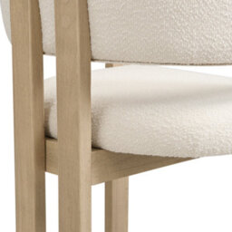HomeTouch Set Of 2 Beige Dining Chairs With Armrests And Natural Wooden Legs - thumbnail 5