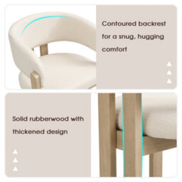 HomeTouch Set Of 2 Beige Dining Chairs With Armrests And Natural Wooden Legs - thumbnail 6