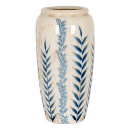 Hill Interiors Large Blue Flora Tall Olpe Vase - Ceramic - L18 X W18 X H37 Cm - White - thumbnail 1