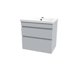 Nes Home Matt Grey 600mm 2 Drawer Wall Hung Vanity Cabinet & Basin Sink Unit - thumbnail 6