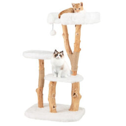 Costway Solid Wood Cat Tree 110 Cm Tall Cat Tower W/ Perch & Scratching Posts - thumbnail 2