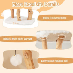 Costway Solid Wood Cat Tree 110 Cm Tall Cat Tower W/ Perch & Scratching Posts - thumbnail 9