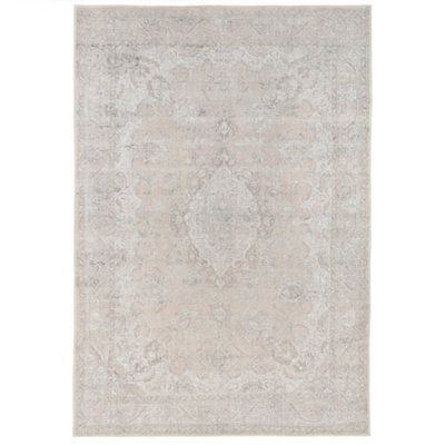 Loomed Distressed Natural Beige Persian Style Washable Non Slip Rug 160X230Cm - image 1