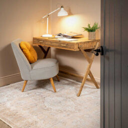 Loomed Distressed Natural Beige Persian Style Washable Non Slip Rug 160X230Cm - thumbnail 4