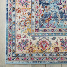 Blue Luxurious Traditional Persian Easy To Clean Floral Rug For Dining Room-183Cm X 183Cm (Circle) - thumbnail 2