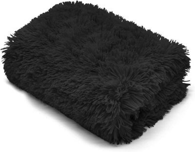 Homes & Linen Teddy Fur Throw Blanket With Reversible Plain Sherpa Teddy Fleece Luxury Fluffy Fur Throw Blanket - image 1