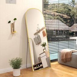 Homcom Aluminium Alloy Frame Full Body Mirror, Hanging Or Leaning, Gold - thumbnail 8