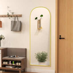 Homcom Aluminium Alloy Frame Full Body Mirror, Hanging Or Leaning, Gold - thumbnail 9