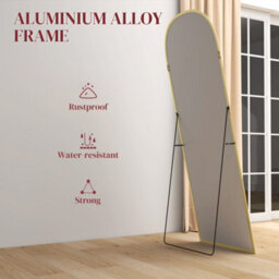 Homcom Aluminium Alloy Frame Full Body Mirror, Hanging Or Leaning, Gold - thumbnail 6