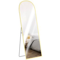 Homcom Aluminium Alloy Frame Full Body Mirror, Hanging Or Leaning, Gold - thumbnail 2