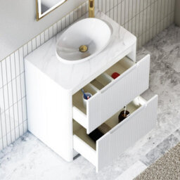 Royal Bathrooms Avenza 600mm Matt White Floor Standing Countertop Bathroom Vanity Unit 2 Drawer With Nova Basin - thumbnail 5