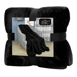Ehc Super Soft Fluffy Snugly Solid Flannel Fleece Throws For Sofa Bed Blankets, Black 200Cm X 240 Cm - thumbnail 5