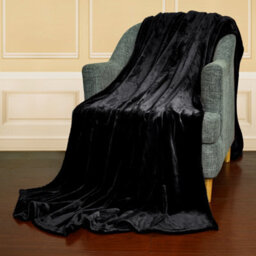 Ehc Super Soft Fluffy Snugly Solid Flannel Fleece Throws For Sofa Bed Blankets, Black 200Cm X 240 Cm - thumbnail 4