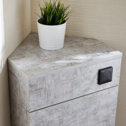Homestylestore Concrete Grey Corner Bathroom Toilet Wc Unit And Black Flush Button - thumbnail 2