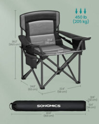 LEDREM Oversized Lumbar Support Camping Chair, Heavy-Duty Outdoor Folding Chair, Black - thumbnail 7