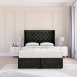"Sloomy Dior Graphite Dumfries 4Ft Ottoman Bed End Opening With Sprung Memory Mattress & 54"" Headboard-Small Double" - thumbnail 2