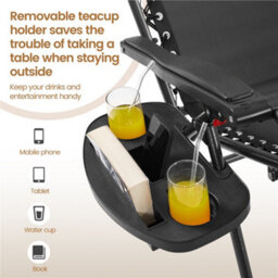 Yaheetech Xl Folding Zero Gravity Recliner With Padded Cushion Outdoor Sun Reclining Loungers Adjustable Chairs, Dark Grey - thumbnail 5