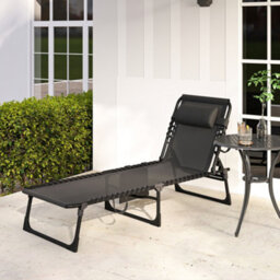 Outsunny Lounger Folding Reclining Camping Bed 5-Position Adjustable Black - thumbnail 8