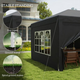 Outsunny 3X6M Pop Up Gazebo Canopy Marquee W/ Carry Bag, Black - thumbnail 6