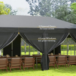 Outsunny 3X6M Pop Up Gazebo Canopy Marquee W/ Carry Bag, Black - thumbnail 7