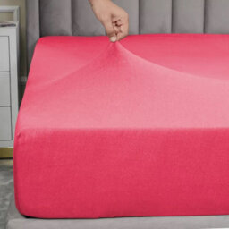Ameha 100% Cotton Jersey Fitted Sheet Pink Soft Anti Allergy 30Cm Extra Deep Easy Care Double Bed Sheet 137 X 190Cm - thumbnail 7