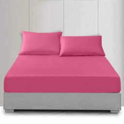 Ameha 100% Cotton Jersey Fitted Sheet Pink Soft Anti Allergy 30Cm Extra Deep Easy Care Double Bed Sheet 137 X 190Cm - thumbnail 2