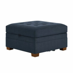 Xample Thomasville Tisdale Blue Fabric Storage Ottoman, Tufted Cushion, Generous Storage Compartment, Solid Wood Legs, Modular Seating - thumbnail 5