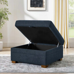 Xample Thomasville Tisdale Blue Fabric Storage Ottoman, Tufted Cushion, Generous Storage Compartment, Solid Wood Legs, Modular Seating - thumbnail 3