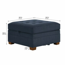 Xample Thomasville Tisdale Blue Fabric Storage Ottoman, Tufted Cushion, Generous Storage Compartment, Solid Wood Legs, Modular Seating - thumbnail 2