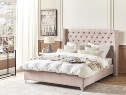 Beliani Bed Velvet Lubbon 180 X 200 Cm (Eu Super King) Pastel Pink - thumbnail 2