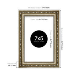 7X5 Champaign Ornate Picture Frame (12.7 X 17.8Cm) Poster, Photo, Artwork, Gallery Wall Or Print - thumbnail 2