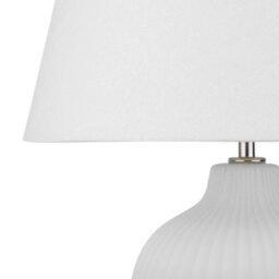 Beliani Aurora Ceramic Table Lamp White 52Cm With Empire Shade - Retro Bedside Lighting - thumbnail 5