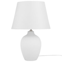 Beliani Aurora Ceramic Table Lamp White 52Cm With Empire Shade - Retro Bedside Lighting - thumbnail 2