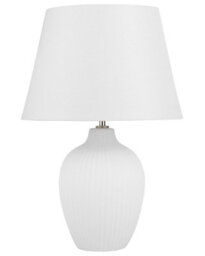 Beliani Aurora Ceramic Table Lamp White 52Cm With Empire Shade - Retro Bedside Lighting - thumbnail 3