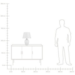 Beliani Aurora Ceramic Table Lamp White 52Cm With Empire Shade - Retro Bedside Lighting - thumbnail 8