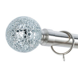 A.unique Home Crackle Ball Metal Extendable Curtain Pole With Rings And Fittings (25/28mm) - Brushed Steel, 120Cm - 220Cm  Approx - thumbnail 3