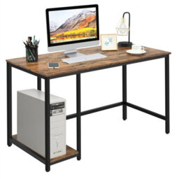 Costway 120 X 60Cm Computer Desk Industrial Writing Table W/ Storage Shelves-Brown - thumbnail 9
