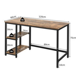 Costway 120 X 60Cm Computer Desk Industrial Writing Table W/ Storage Shelves-Brown - thumbnail 8