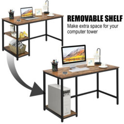 Costway 120 X 60Cm Computer Desk Industrial Writing Table W/ Storage Shelves-Brown - thumbnail 5