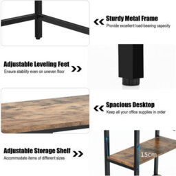 Costway 120 X 60Cm Computer Desk Industrial Writing Table W/ Storage Shelves-Brown - thumbnail 4
