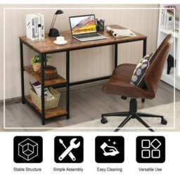 Costway 120 X 60Cm Computer Desk Industrial Writing Table W/ Storage Shelves-Brown - thumbnail 7