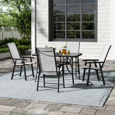 Breeins 5-Piece Garden Furniture Dining Set Glass Umbrella Coffee Table And Folding Chairs Set For Patio Lounge Balcony - image 1