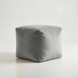 Kosi Atelier Kosiatelier Bean Bag Velvet Footstool Ottomona Cube Pouf Chair Pouffe, Polystyrene Beads Filled - Silver, 30Cm X 30Cm X 30Cm - thumbnail 4