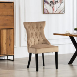 Genola Velvet Fabric Dining Chairs - Set Of 2 - Brown - thumbnail 2
