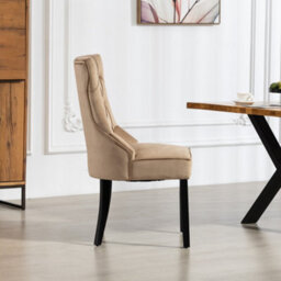 Genola Velvet Fabric Dining Chairs - Set Of 2 - Brown - thumbnail 3
