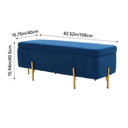 Thehotsale Blue Flannel Upholstered Storage Bench - thumbnail 4
