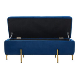 Thehotsale Blue Flannel Upholstered Storage Bench - thumbnail 2