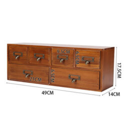 Living And Home Brown Wood Desktop Storage Cabinet With 6 Drawers Office Study Table Wood Storage Box Organizer - thumbnail 5